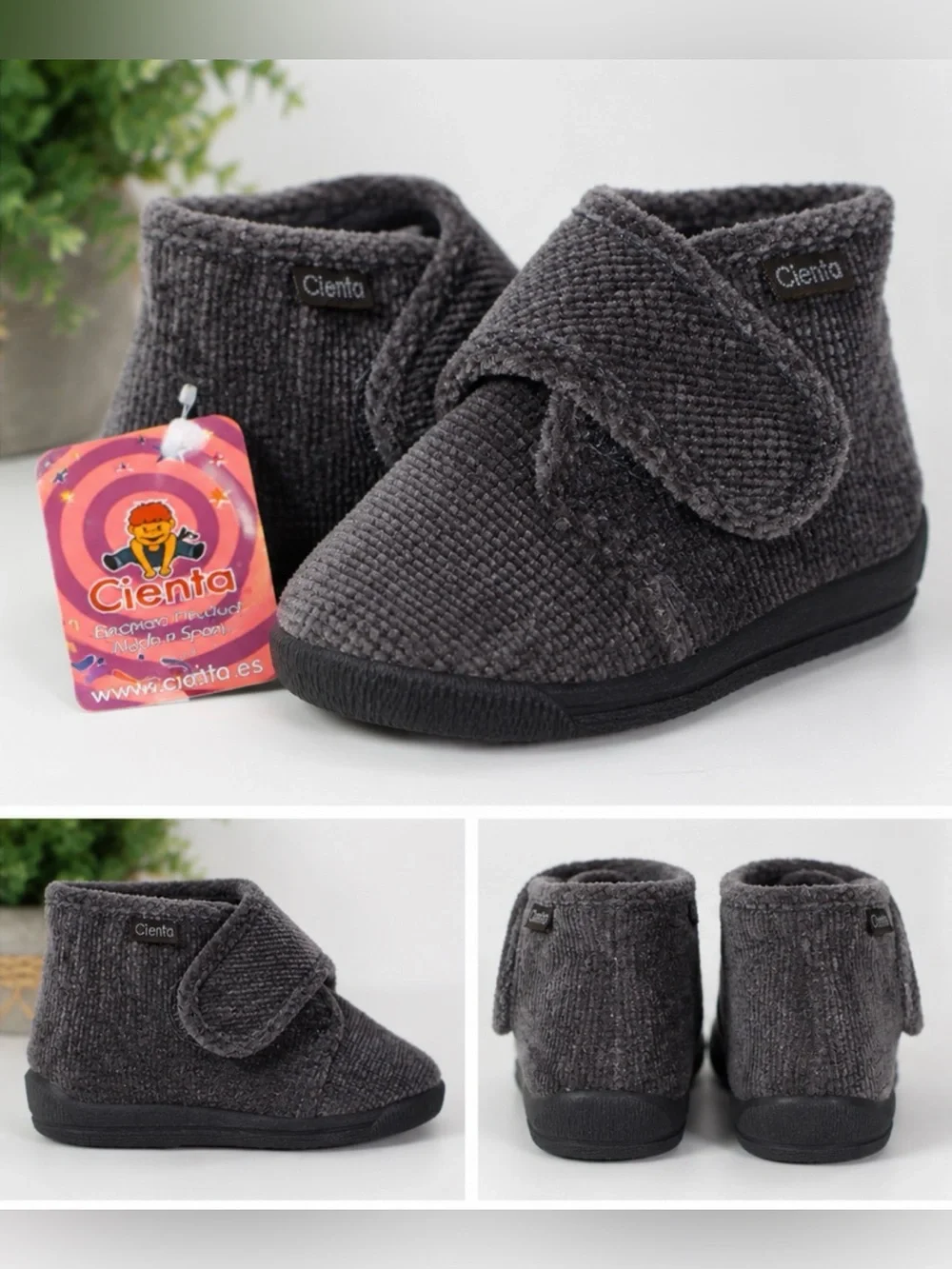 Cienta NWT Toddler Bootie Slippers Gray EU 27 / US 9.5-10 Made in Spain